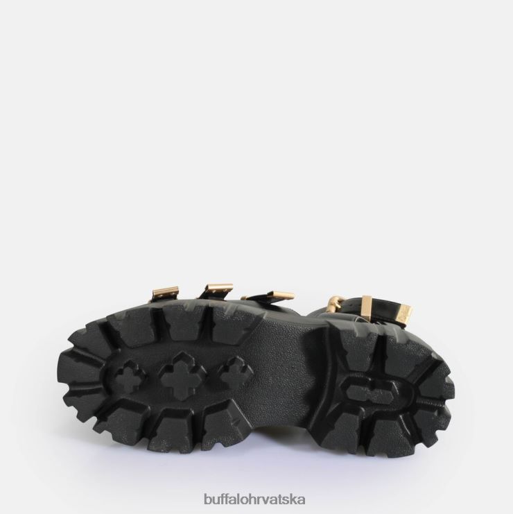 crno Buffalo veganske sandale s platformom lavlji zubi |sandale TDD6T159